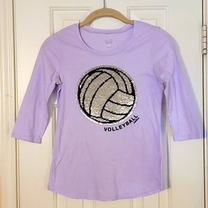 JUSTICE Girls Volleyball Shirt. 3/4 Sleeve, Size 12